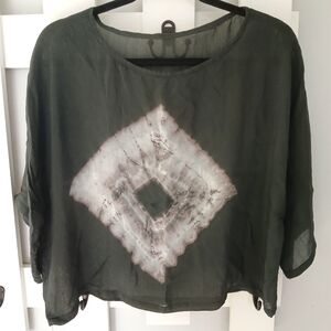 Tie Dyed Top L/XL Sheer Black & White